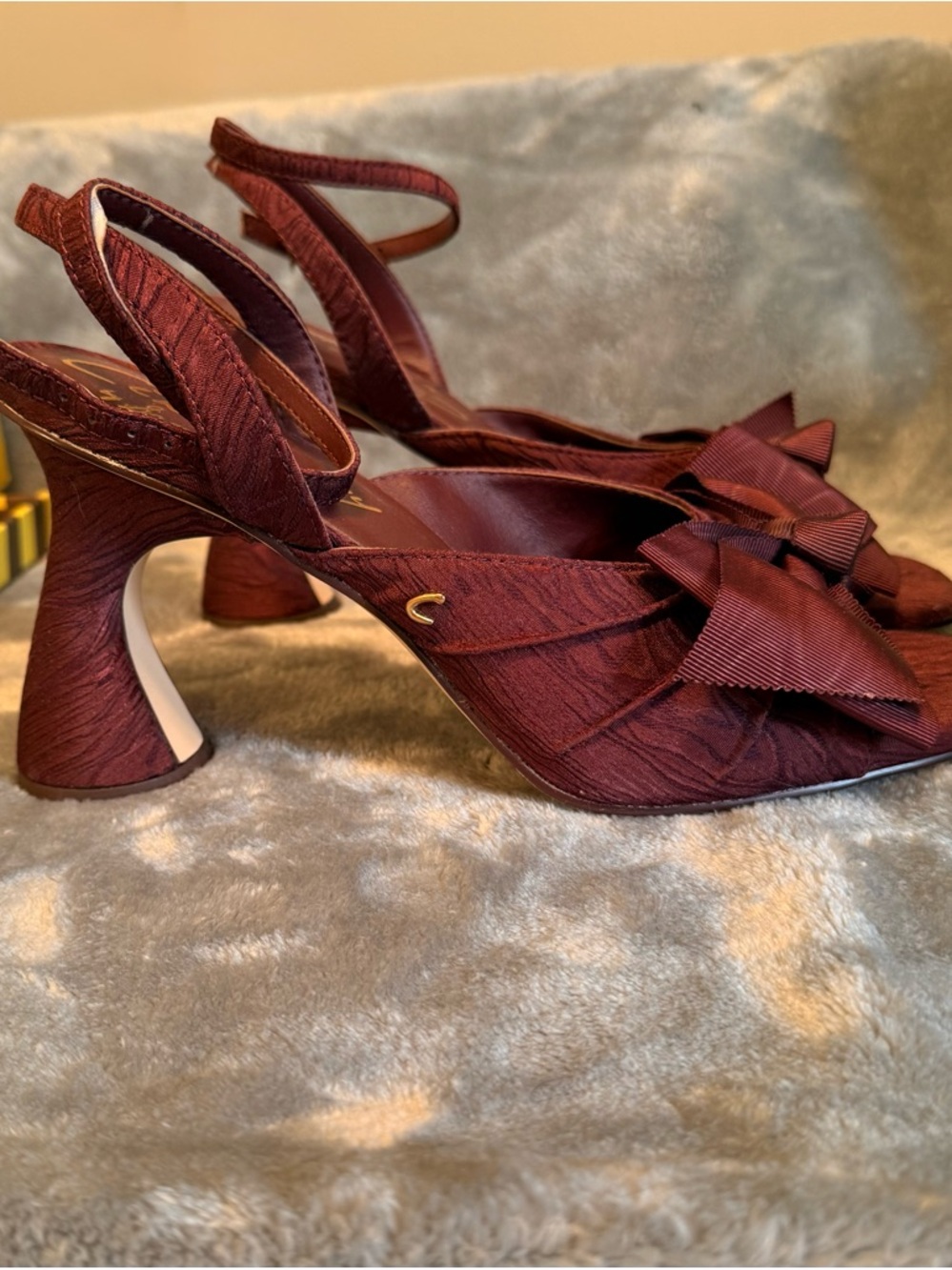 Circus by Sam Edelman Spiced Plum Bow Slingback Block Heels - Picture 3 of 10